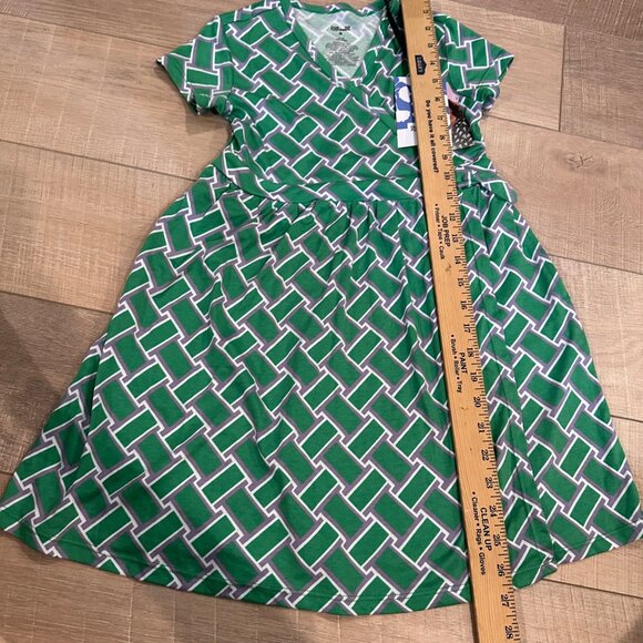 DIANE VON FURSTENBERG GIRLS SIZE M 8 GREEN PURPLE DRESS NEW - Picture 4 of 9